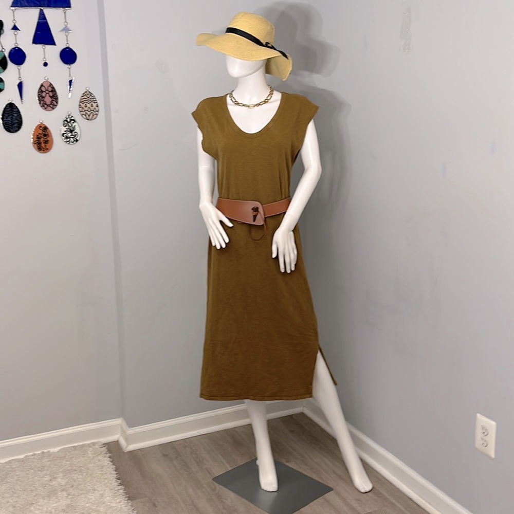 Universal Thread, Size Medium, Mustard Green, Cotton Dress